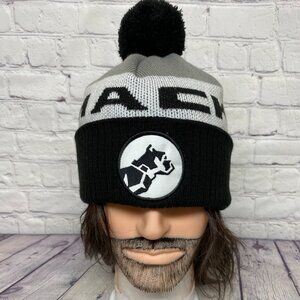 Mack Trucks Beanie Cap Knit Winter Toque POM Top Embroidered Black Gray White